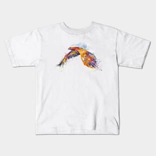 Flying Red Tailed Hawk Kids T-Shirt